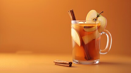 Canvas Print - Apple Cider: A warm apple cider in a clear glass