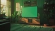 © ismel leal - Pantalla verde en una televisión u ordenador de videojuegos.