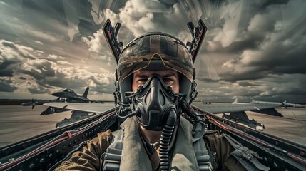 Fighter Jet Pilot in the Cockpit