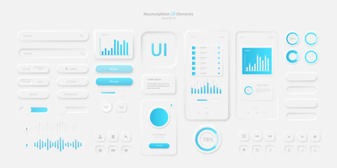 Wall Mural - a set of user interface elements for a mobile application in a light style. user interface icons for