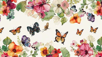 Poster - Butterfly Garden Watercolor Hanging Design