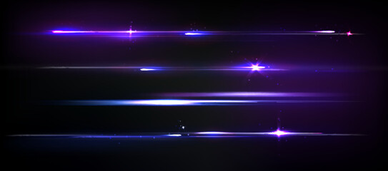 Wall Mural - blue and purple line with light flare on black background. bright with streak neon glow effect and s