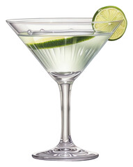 Sticker - PNG Lime gin cocktail martini sketch drink.