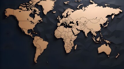 world digital outlined map background