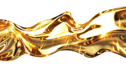 Wall Mural - Golden wave ribbon isolated on transparent background