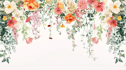 Wall Mural - flower Bouquet Watercolor Hanging Design: Description