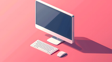 Wall Mural - Blank Computer screen mock up isolated on pink background