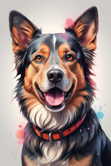 Wall Mural - Colorful hand-painted dog portrait wallpaper illustration