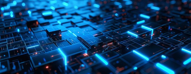 Abstract blue geometric technology background, blue technology light concept illustration