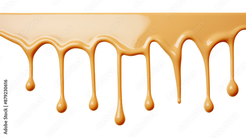 melted caramel dripping isolated on transparent white background ...