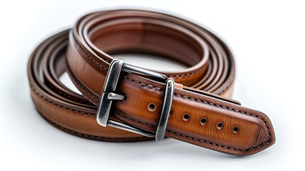 Brown Leather Belt with Silver Buckle