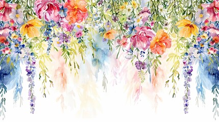 Canvas Print - Wildflower Bouquet Watercolor Hanging