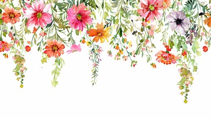 Canvas Print - Wildflower Bouquet Watercolor Hanging