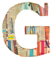 Canvas Print - Magazine paper letter G collage text art.