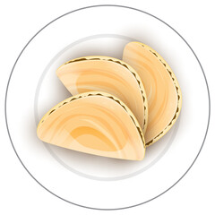 Sticker - Top View Delicious Apam Balik Plate Element Png in Flat Style.