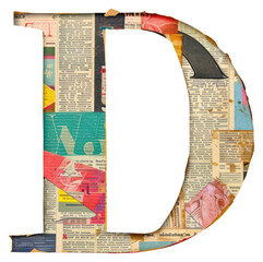 Poster - Magazine paper letter D collage text art.