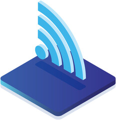 Sticker - 3D Wifi Box Png Icon or Symbol in Blue Color.