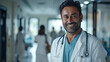 © DigitalLys - Confident Doctor in Hospital Corridor with Stethoscope