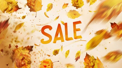 Abstract background of swirling autumn leaves in a wind, 