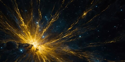 Abstract background space illustration wallpaper, supernova in yellow design with nebulas and stars in sight