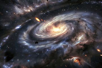 Wall Mural - abstract spiral galaxy, stars and nebulae in universe