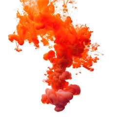 Wall Mural - red orange abstract liquid ink isolated on white or transparent png