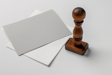 Two blank papers next to a wooden postmark