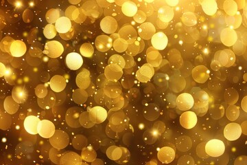 Seamless pattern of bokeh lights with shiny gold tones