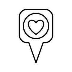 Wall Mural - Love location icon. Location pin icon with heart shape. Favorite places. GPS location symbol.