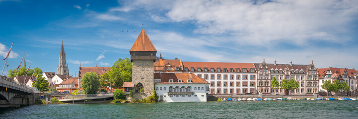 Wall Mural - Panoramic view historic Rhine Gate Tower or Rheintorturm in Konstanz at Lake Constance, Germany