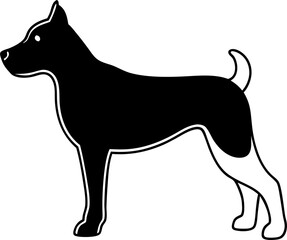 Sticker - A black and white silhouette of a dog standing tall The dog looks alert and ready for anything