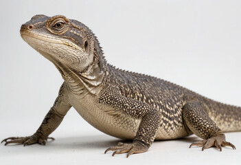 Monitor lizard, isolated on a white background in commercial photography