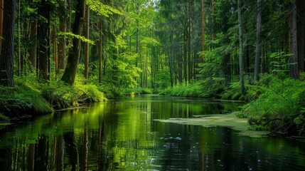 Wall Mural - Tranquil Forest Stream.