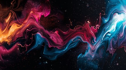 Abstract wallpaper with bright liquid colors and waves concept.