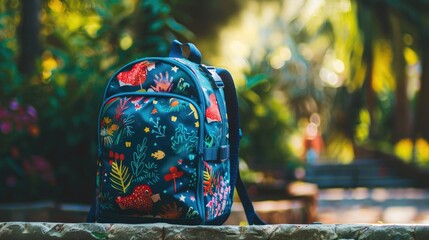 Sticker - Backpack with school background