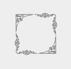 Wall Mural - hand drawn vector abstract outline,graphic,line vintage baroque ornament floral frame in calligraphi