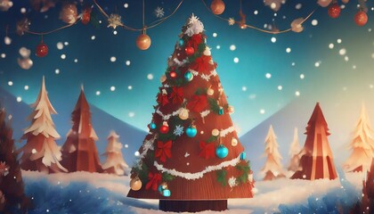 Poster - christmas tree in the snow