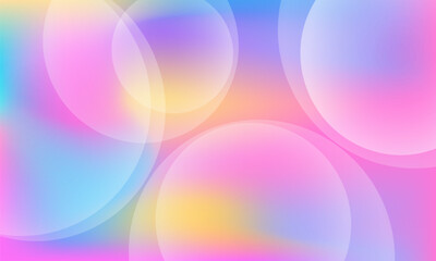 Poster - Color gradient background with circles. Abstract pink, blue and yellow gradation minimalist geometric dynamic composition with rounds. Vibrant color blur abstract background vector illustration
