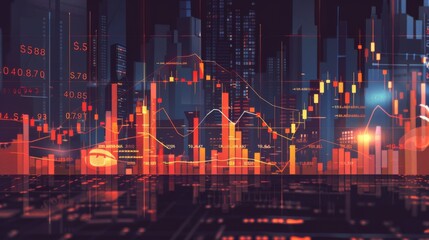 Leinwandbilder - Stock market infographic with arrows and statistics illustrating market trends and movements.