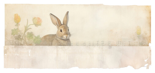 Canvas Print - PNG Adhesive tape is stuck on rabbit ephemera collage painting animal mammal.