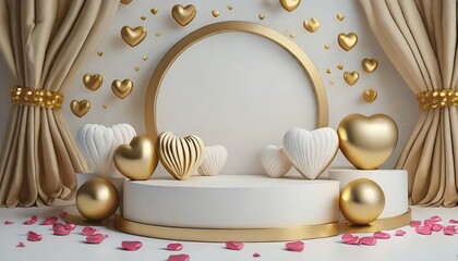 Poster - product stand in white colors and a golden heart