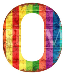 Sticker - PNG  Rainbow with alphabet O pattern number font.