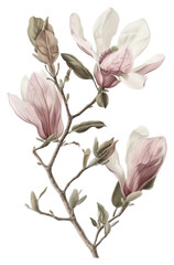 Sticker - PNG Botanical illustration magnolia blossom drawing flower.