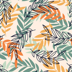 Wall Mural - Abstract pattern with plant. Herbal pattern