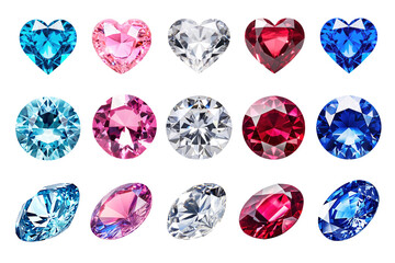 Wall Mural - gemstone jewelry diamond png element set, transparent background