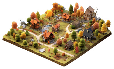 Sticker - PNG  Village in autumn outdoors land representation.