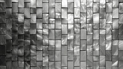 Canvas Print - wall and floor Silver mosaic tiles texture background