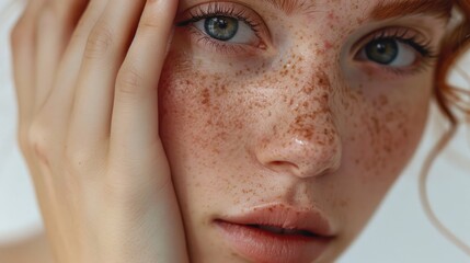 Wall Mural - Close up portrait of a beautiful young woman with clean skin