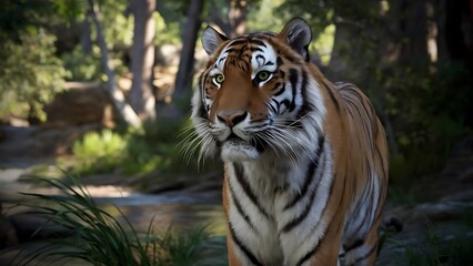 Sticker - Great tiger male in the nature habitat wallpaper