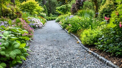 Canvas Print - A path lined with gray gravel leads image